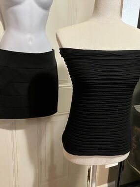 3 for 1 Black Convertible Stretchy tube top pencil Skirt & micro mini back zip.